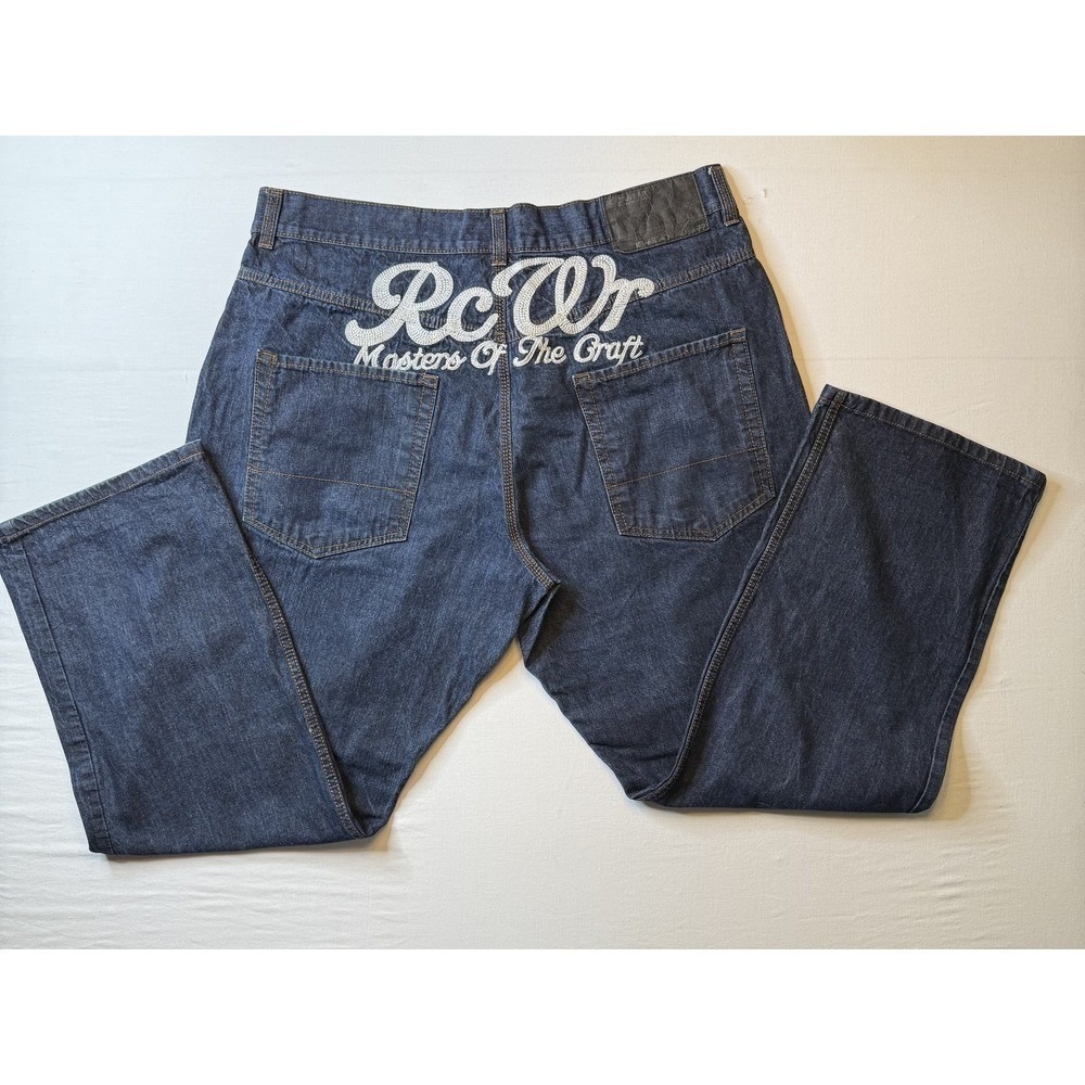 ROCAWEAR Jeans Mens 42 Blue Denim Baggy Fit RCWR Embroidered Y2K Streetwear - Picture 2 of 8